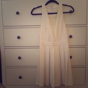BCBG Deep V Lace Yoke Dress